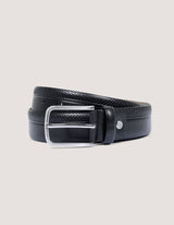 Patterned Leather Belt - Black