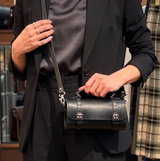 Handmade Leather Bowler Bag - Black