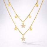 Blake Double Row Star Necklace | 18k Gold Plated