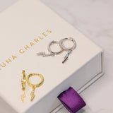 Bridget Lightning Huggie Hoop Earrings | 925 Sterling Silver