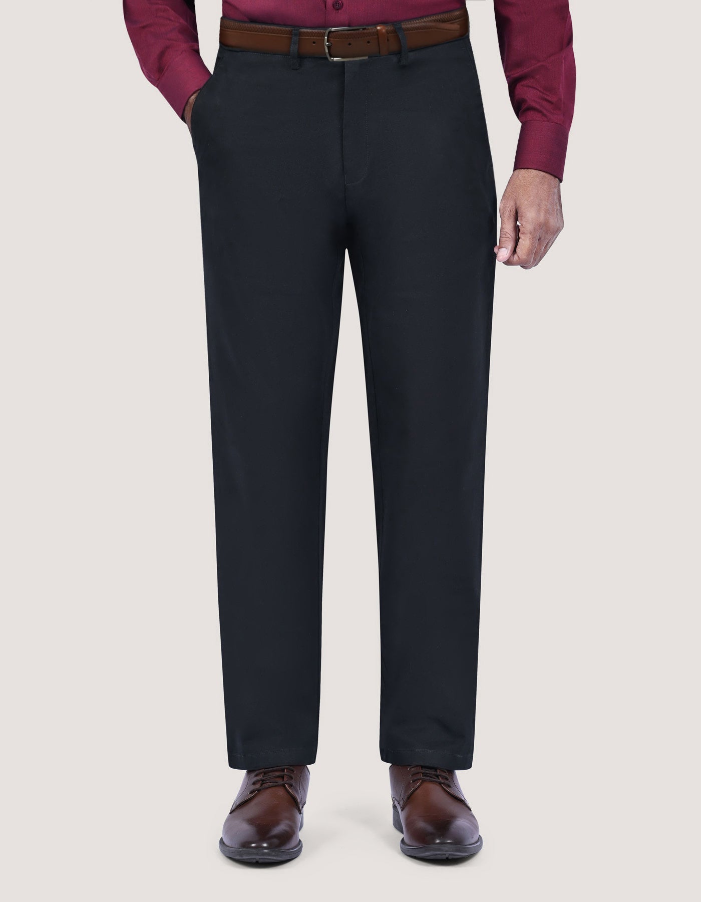 Plain Black Twill Chino Trouser