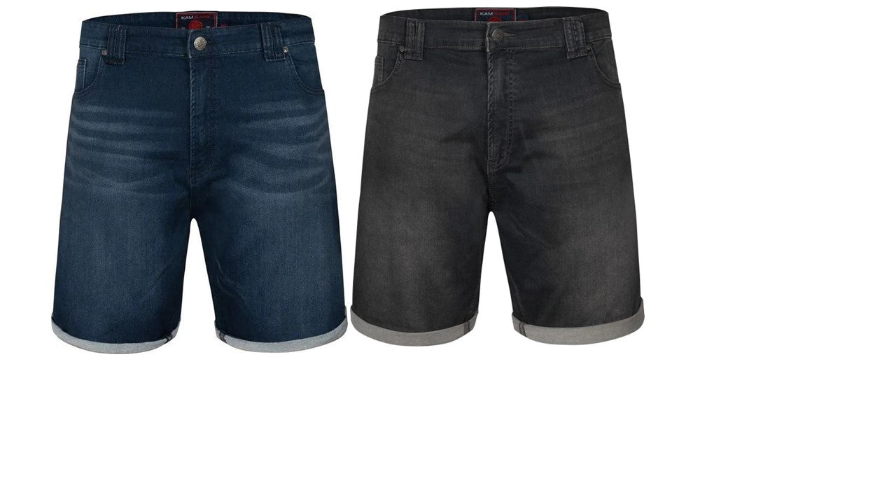 Kam Mens Big Size Stretch Denim Shorts (Cougar) in Size 40-60