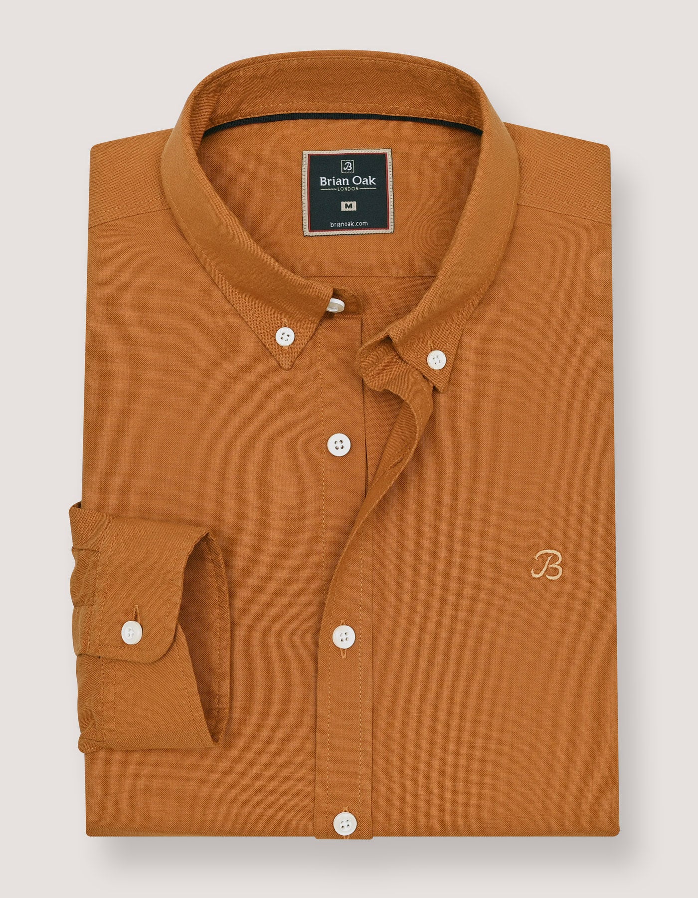 Rust Long Sleeve Button Down Collar Shirt