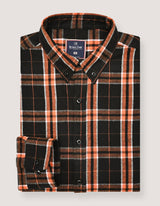 Black and Rust Check Flannel Shirt