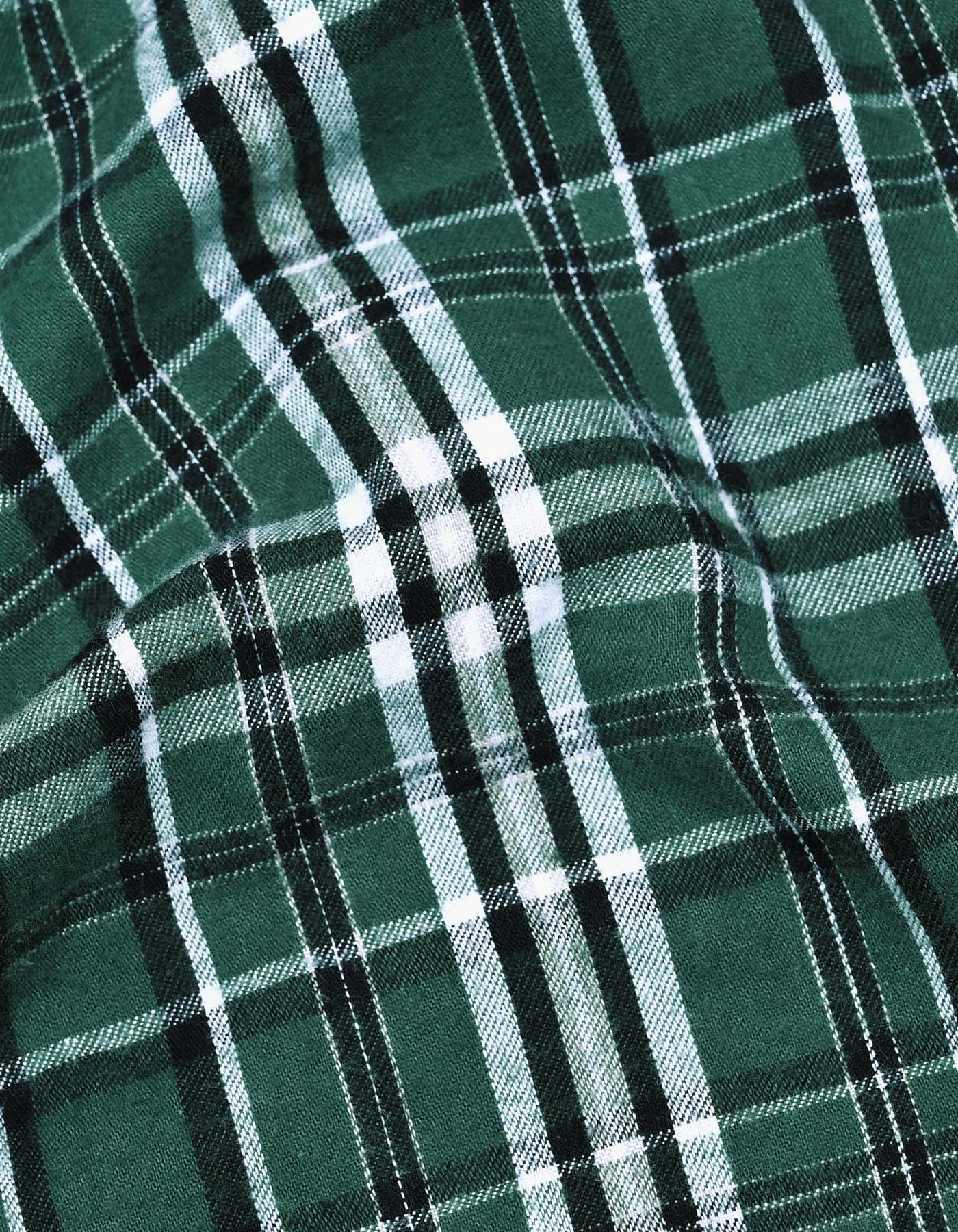 Green and White Check Flannel Shirt