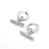 Cassia T-Bar Huggie Earrings | 925 Sterling Silver