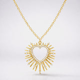 Cher Starburst Heart Pendant Necklace | 18k Gold Plated