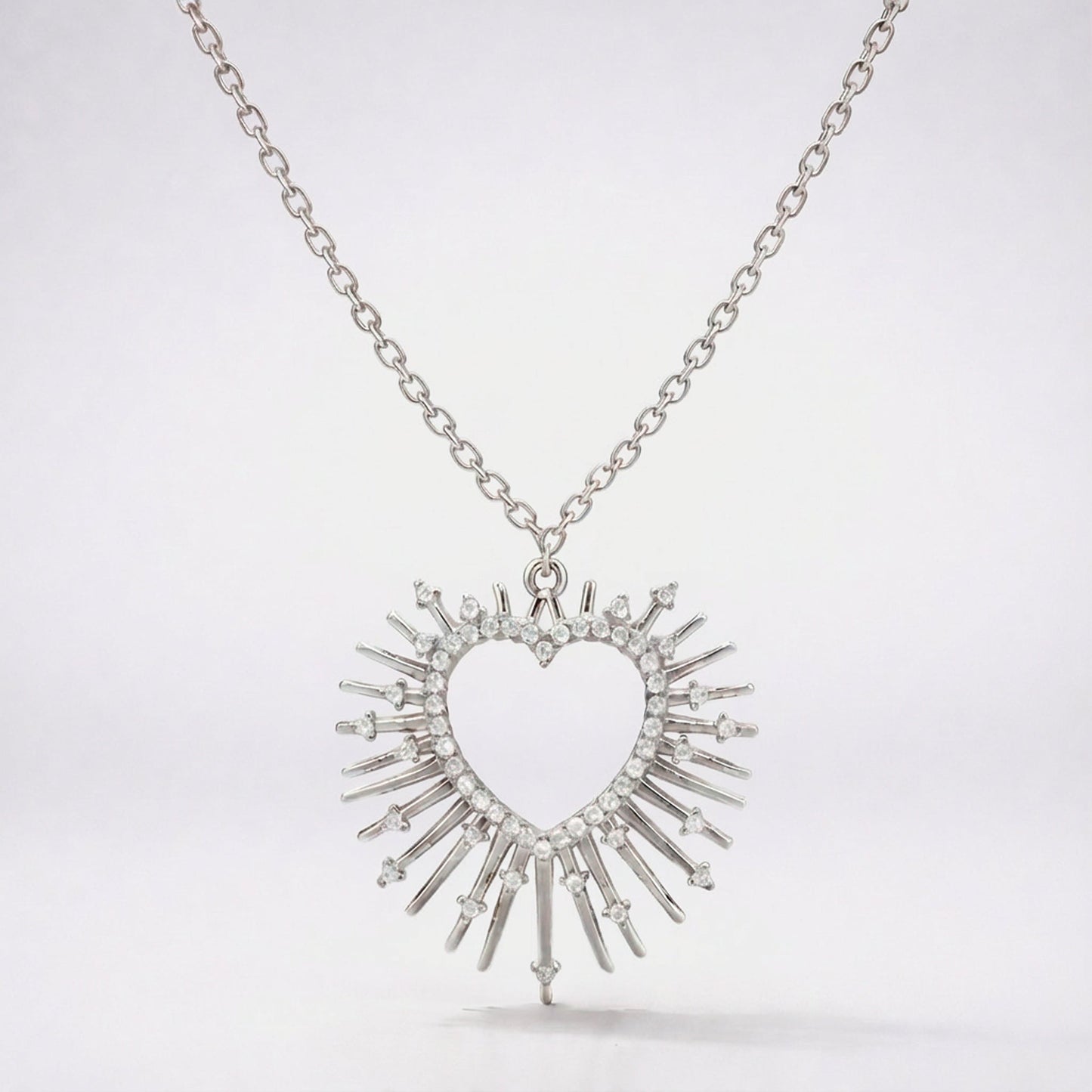 Cher Starburst Heart Pendant Necklace | 925 Silver Plated
