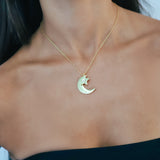Cherish To The Moon & Back Necklace | 18k Gold Plated