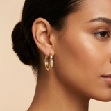 Classic Pavé-Front Gold Hoop Earrings