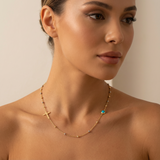 Cross & Turquoise Accent Gold Necklace
