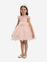 DRESS & Fleur Baby Girls Dress with Tulle Skirt in Pink