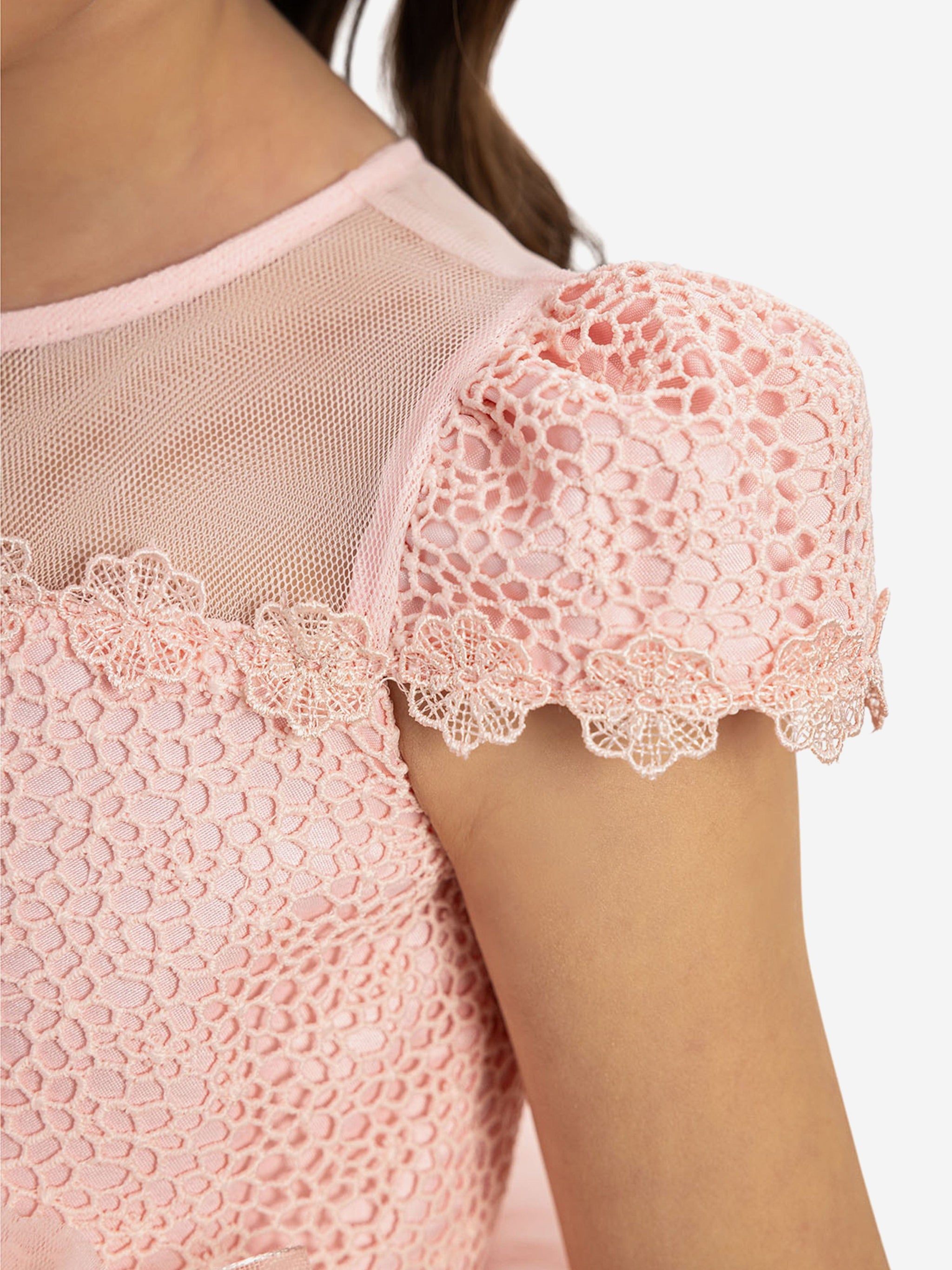 DRESS & Fleur Baby Girls Dress with Tulle Skirt in Pink