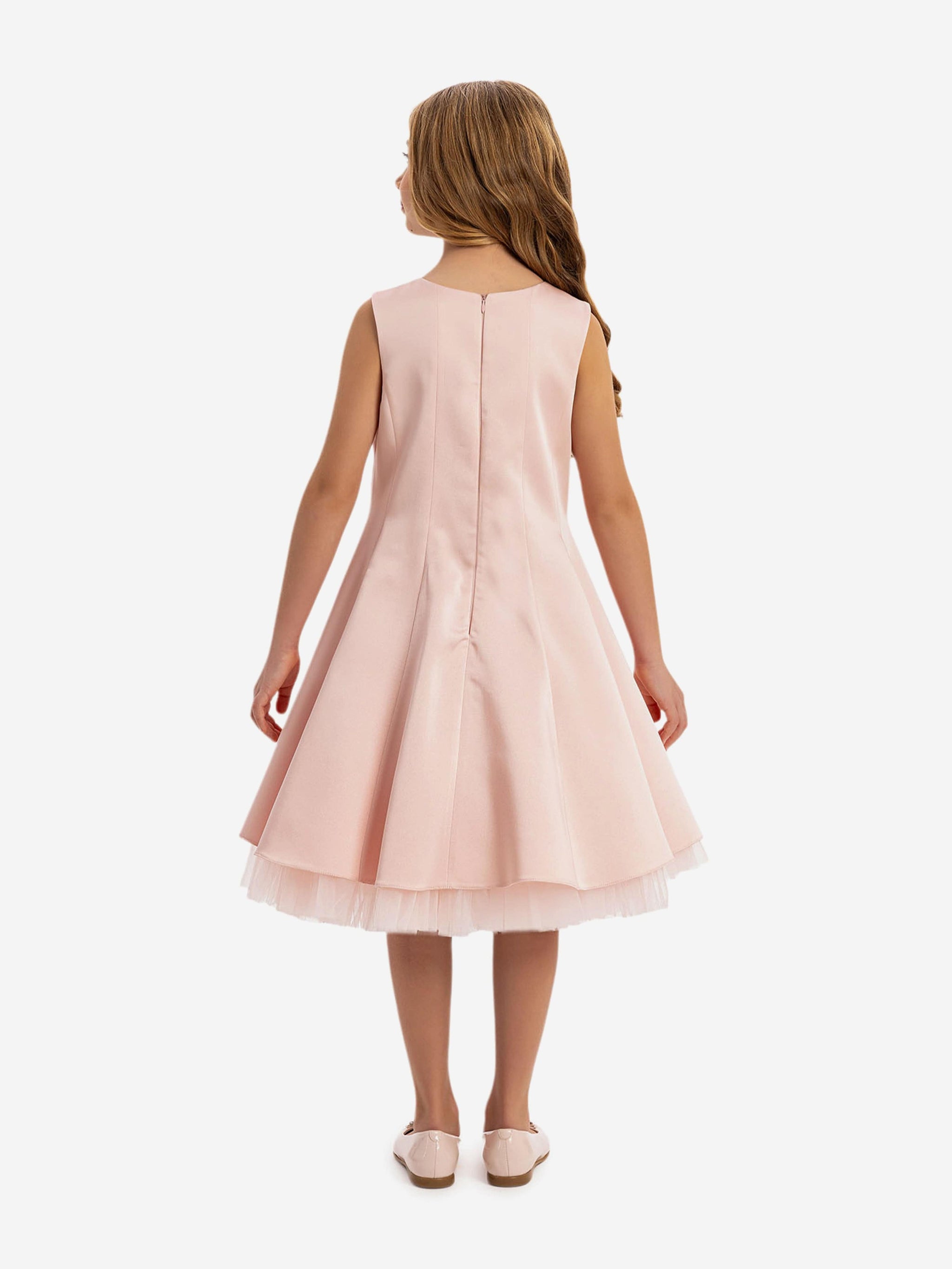 DRESS & Fleur Girls Dress with Removable Cape in Pink
