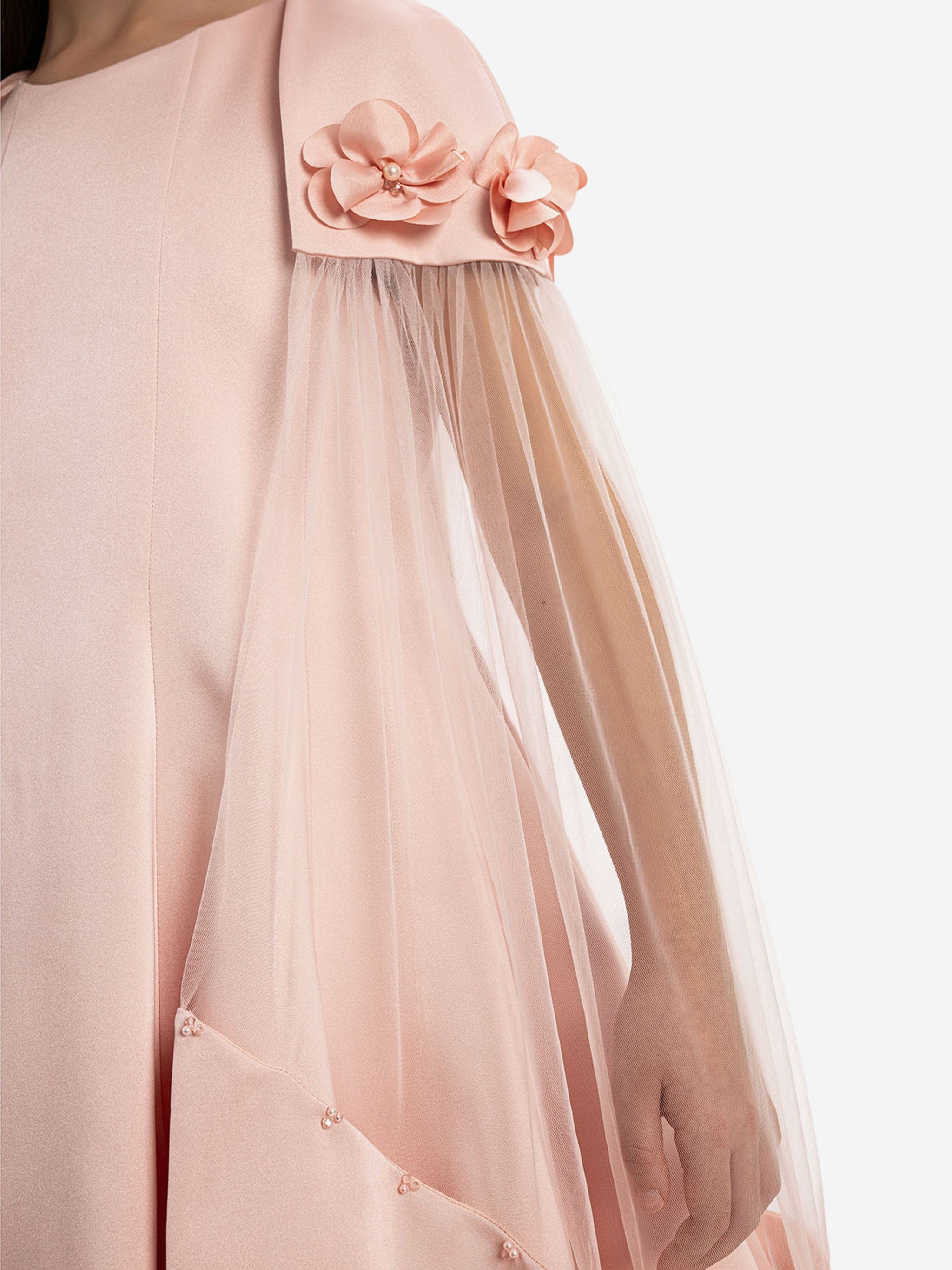 DRESS & Fleur Girls Dress with Removable Cape in Pink