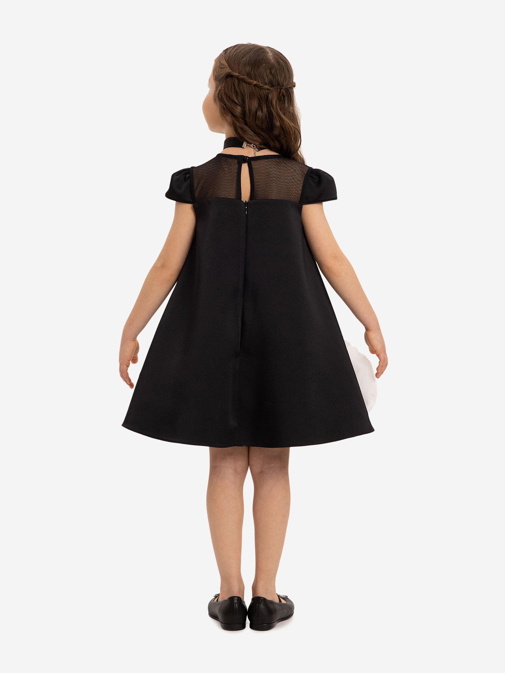 DRESS & Fleur Girls Dress with Flower Choker in Black