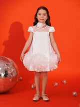 DRESS & Fleur Girls Dress with Flower Choker in White