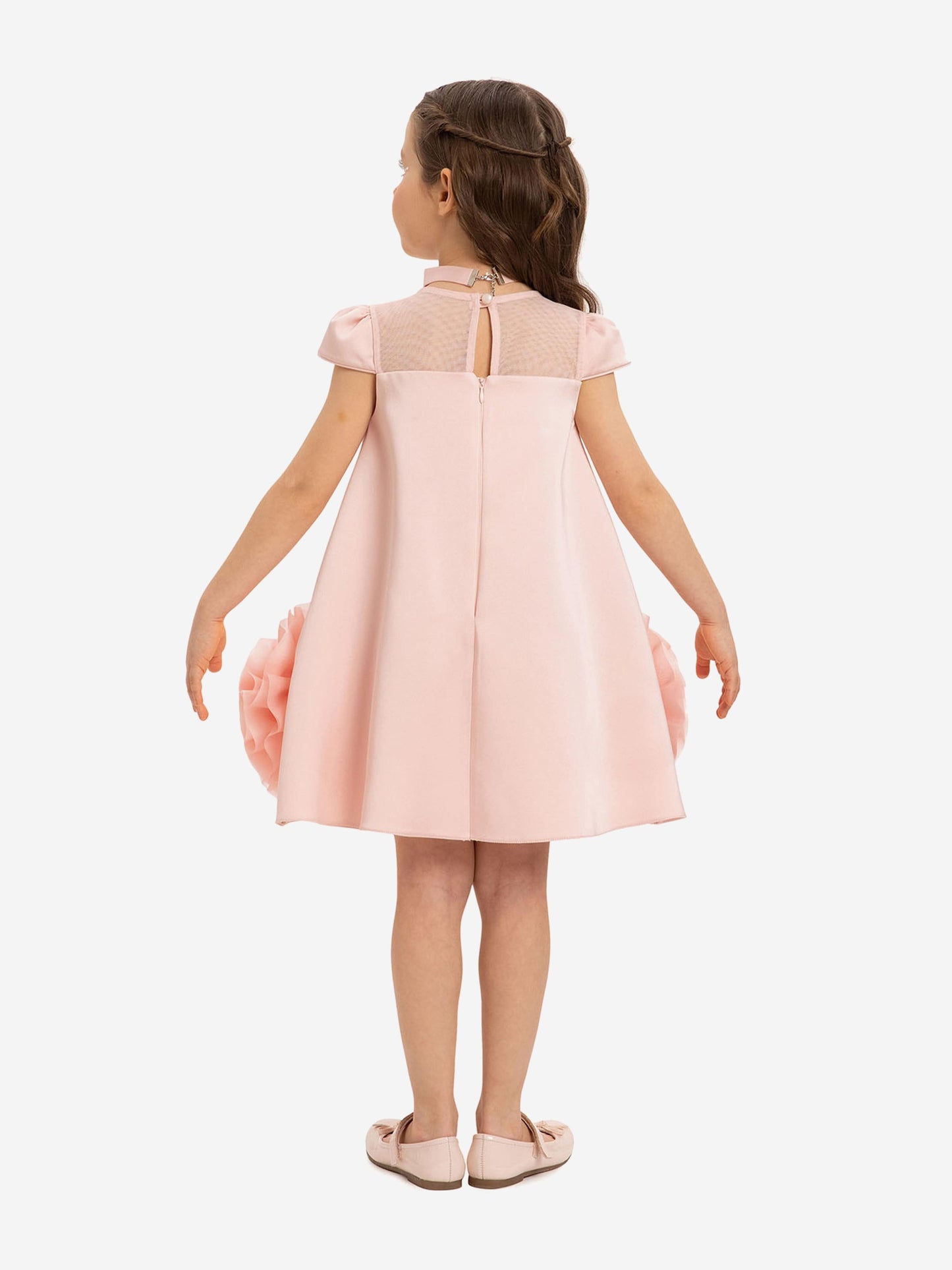 DRESS & Fleur Girls Dress with Flower Choker in Pink