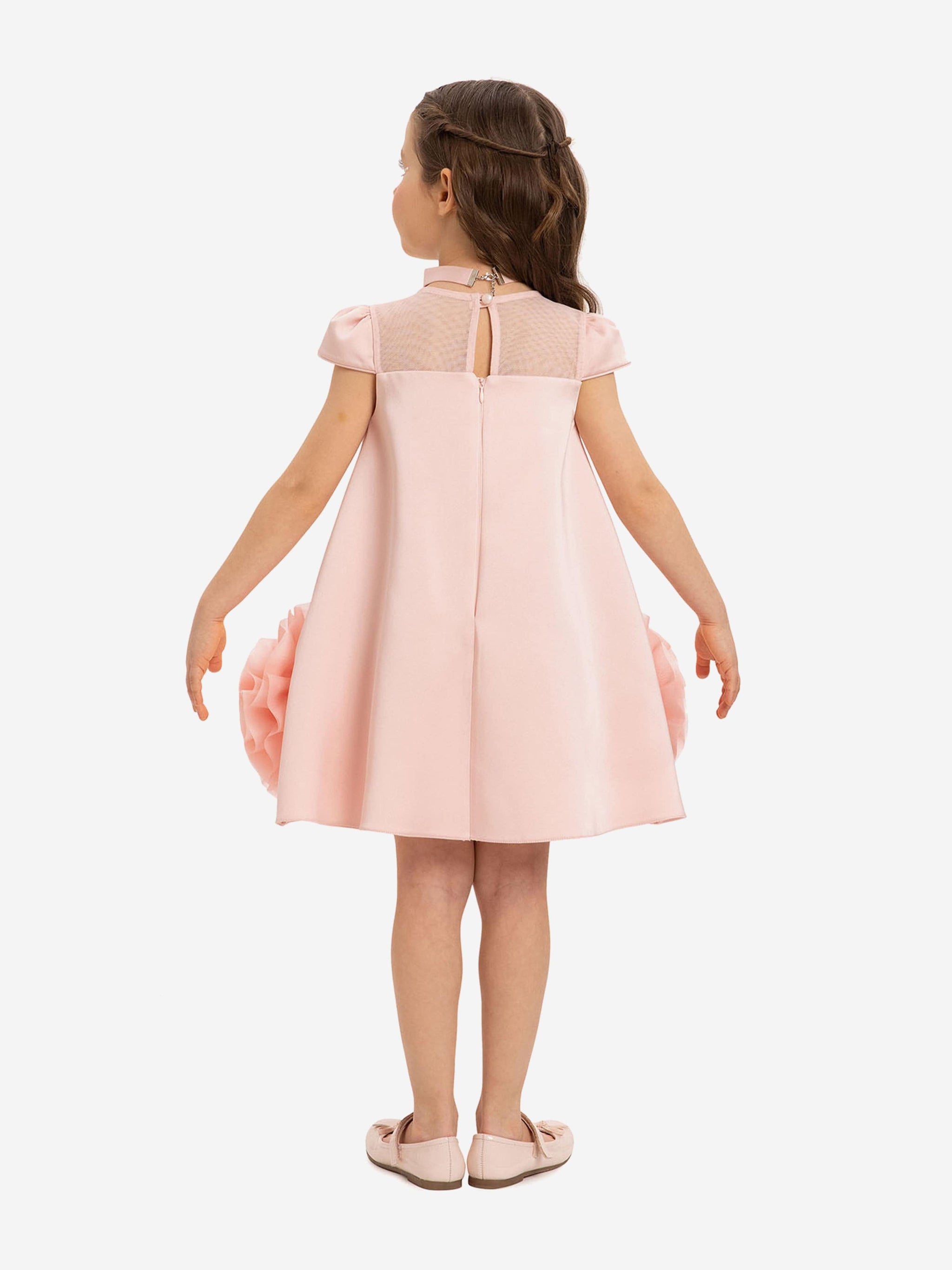 DRESS & Fleur Girls Dress with Flower Choker in Pink