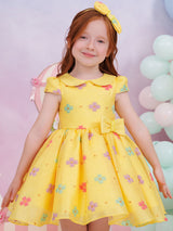 DRESS & Fleur Baby Girls Floral Dress with Headband in Yellow