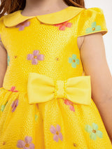 DRESS & Fleur Baby Girls Floral Dress with Headband in Yellow