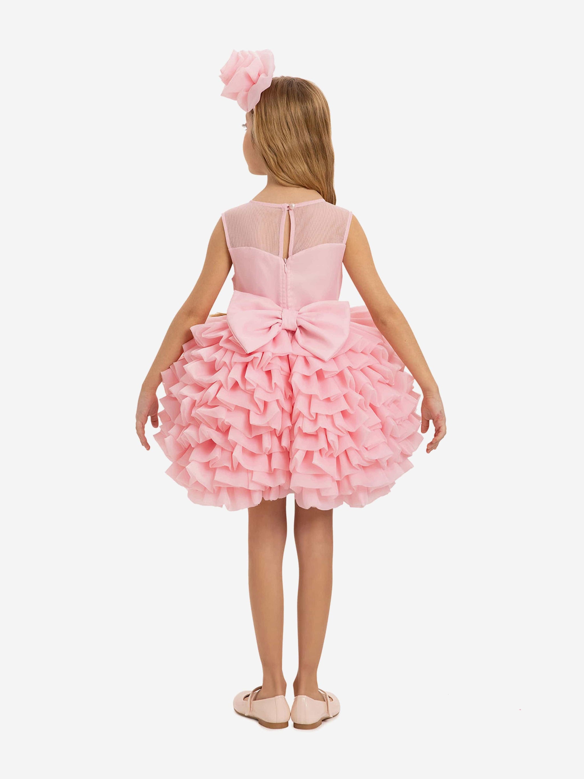 DRESS & Fleur Girls Dress with Headband in Pink