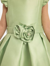 DRESS & Fleur Girls Dress with Matching Floral Bag in Green