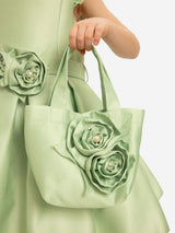 DRESS & Fleur Girls Dress with Matching Floral Bag in Green