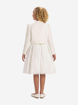 DRESS & Fleur Girls Lace Dress with Bolero in White
