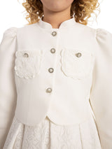 DRESS & Fleur Girls Lace Dress with Bolero in White