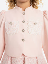 DRESS & Fleur Girls Lace Dress with Bolero in Pink