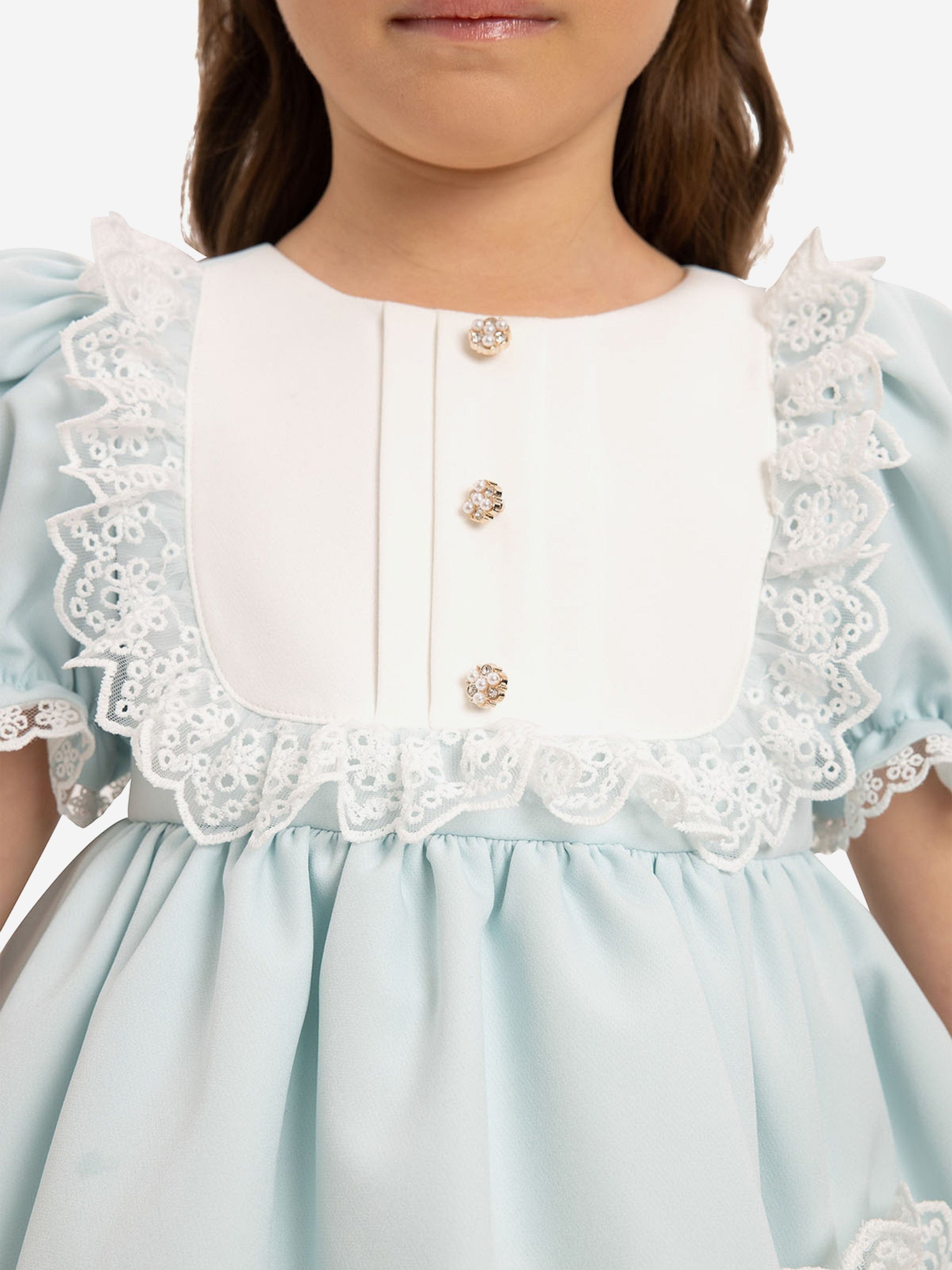 DRESS & Fleur Baby Girls Dress Set with Teddy Bear in Blue
