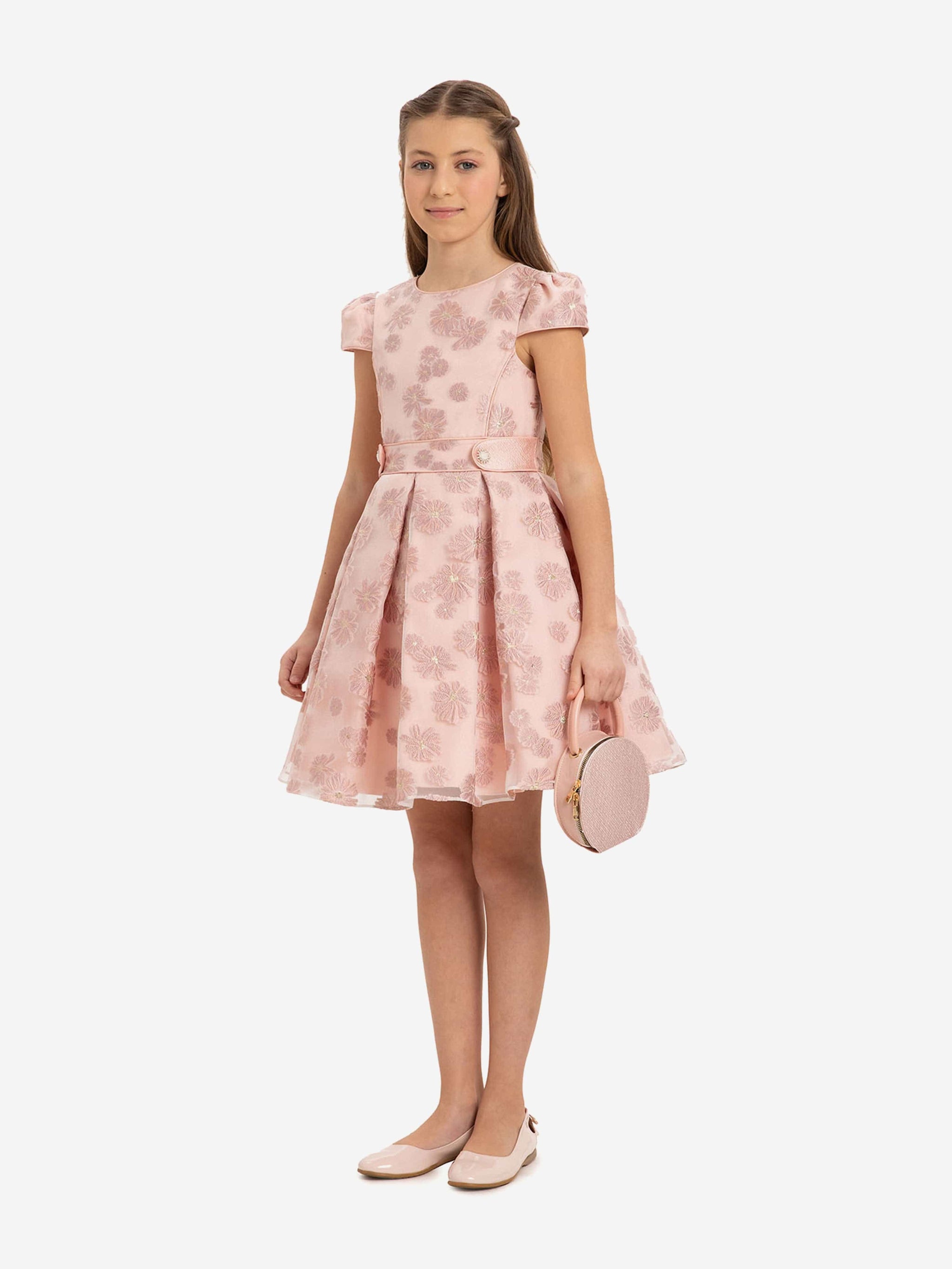 DRESS & Fleur Girls Stylish Dress with Matching Bag in Pink