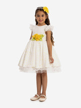 DRESS & Fleur Girls Dress with Headband in Yellow