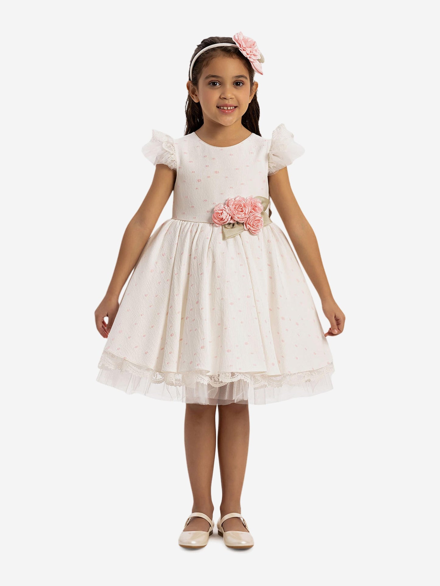DRESS & Fleur Girls Dress with Headband in Pink