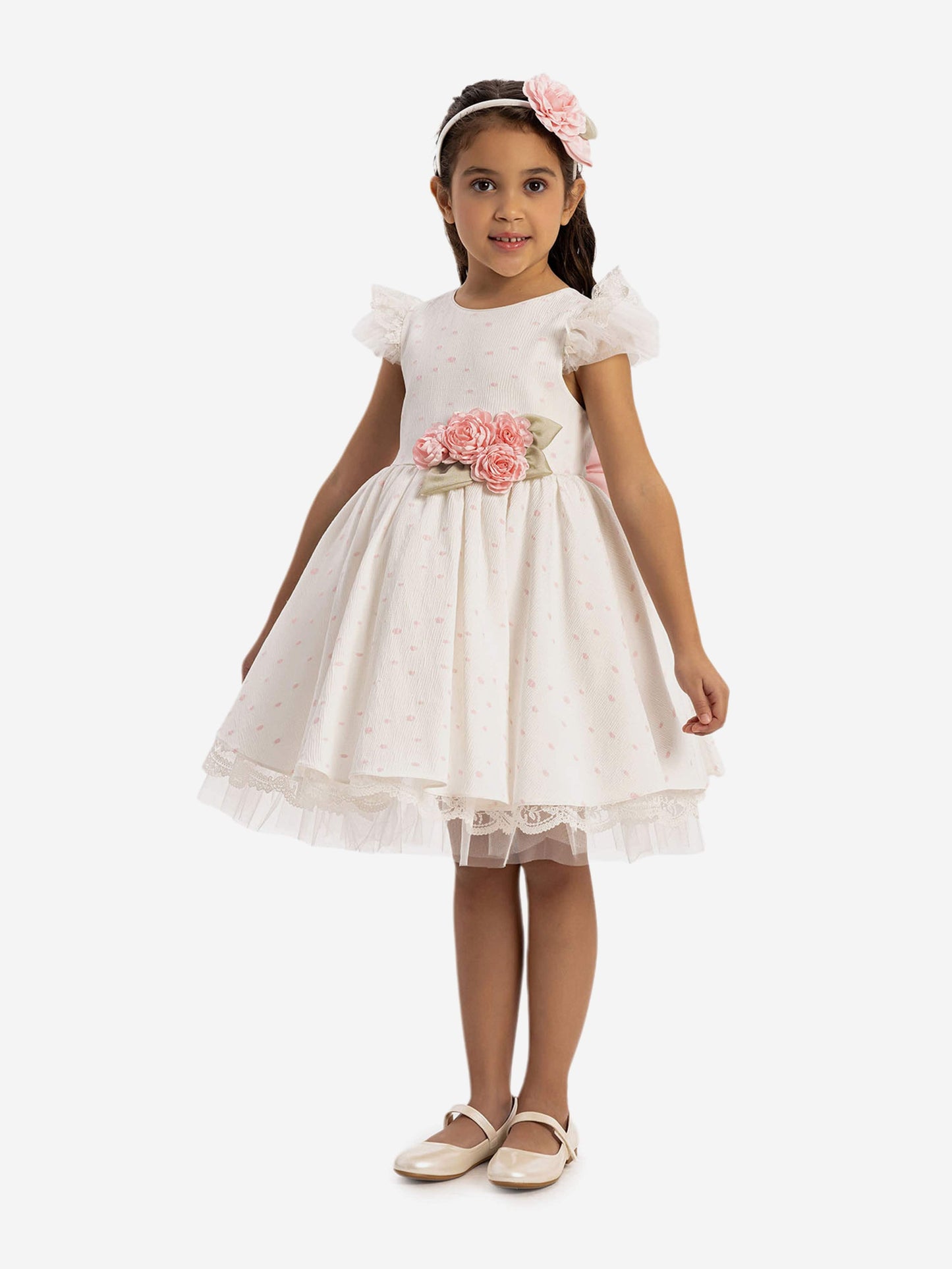 DRESS & Fleur Girls Dress with Headband in Pink