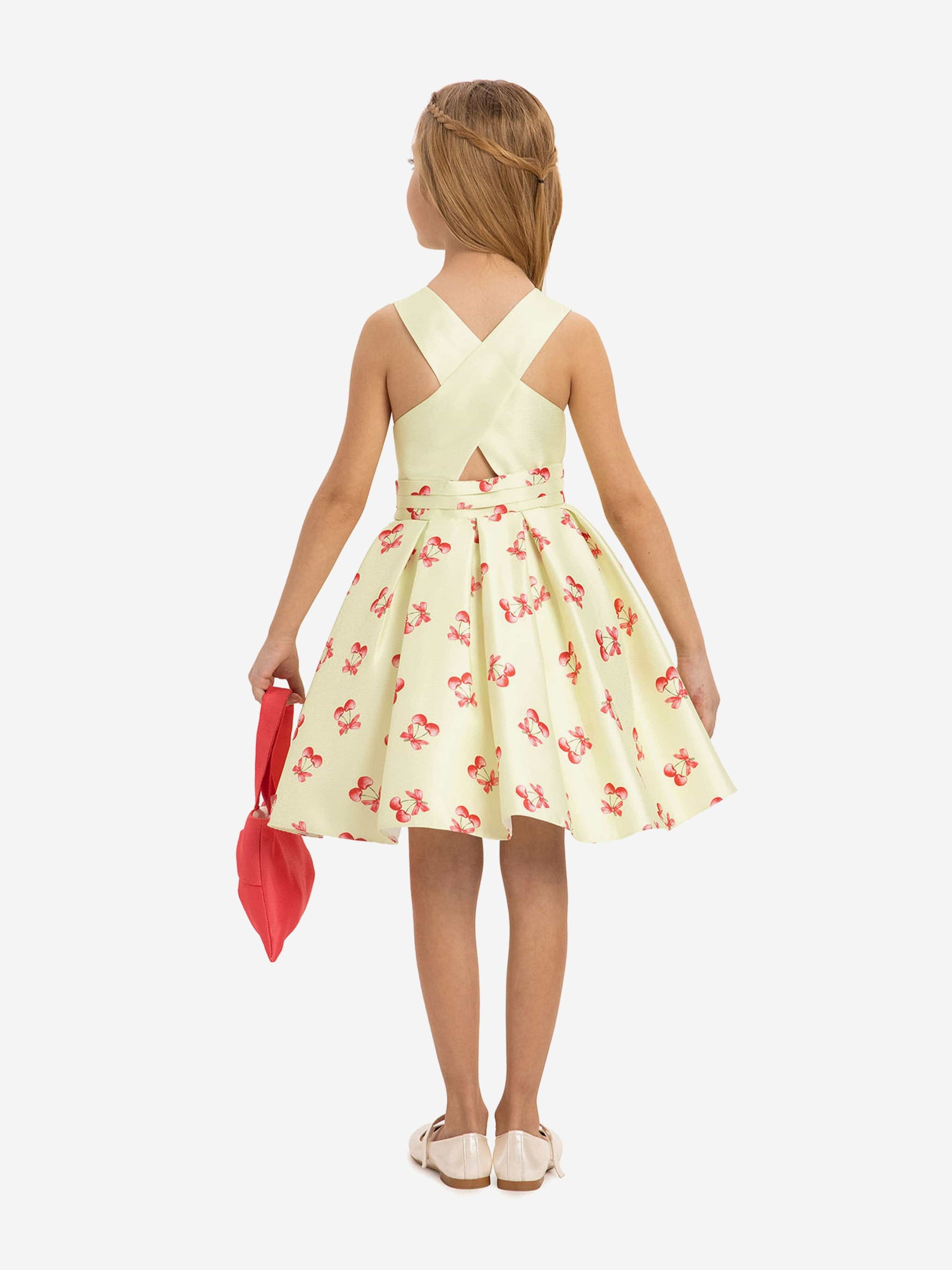 DRESS & Fleur Girls Cherry Dress with Matching Bag in Yellow