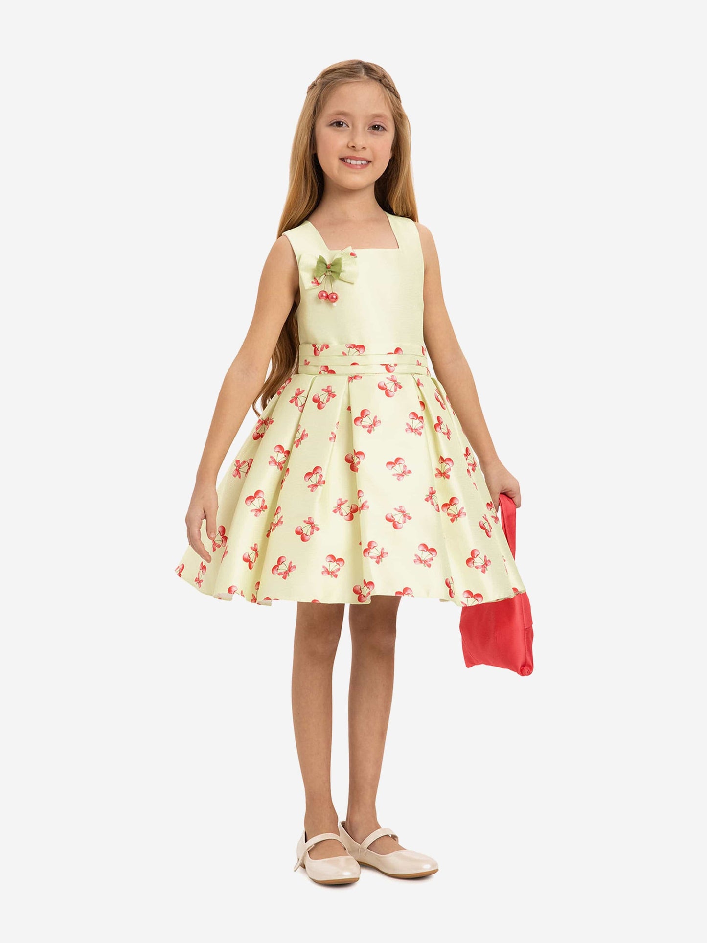 DRESS & Fleur Girls Cherry Dress with Matching Bag in Yellow