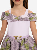 DRESS & Fleur Girls Jacquard Dress with Bag in Purple