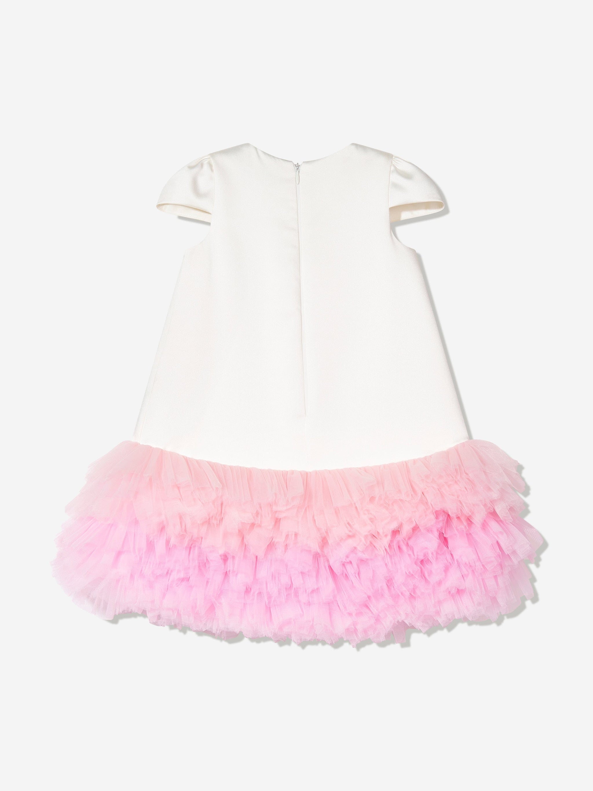 DRESS & Fleur Girls Tulle Trim Occasion Dress in Ivory