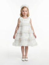 DRESS & Fleur Girls Occasion Dress with Headband in Ivory