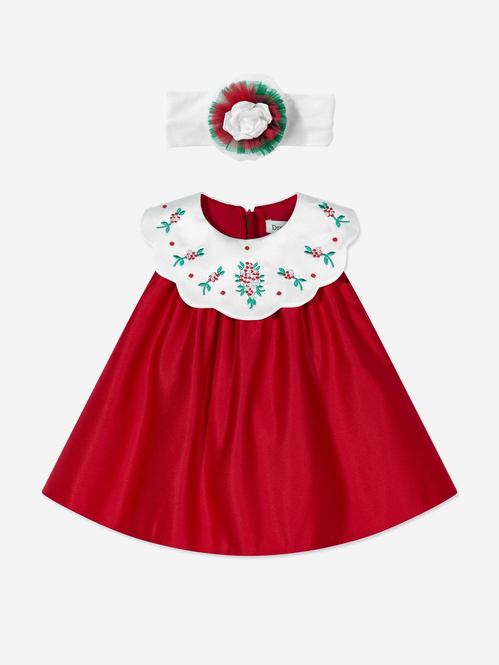 DRESS & Fleur Baby Girls Occasion Dress with Headband in Red
