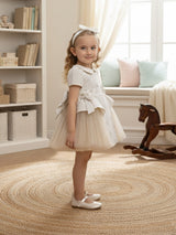 DRESS & Fleur Baby Girls Occasion Dress with Headband in Ivory