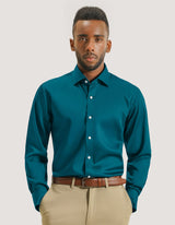 Rich Teal Satin Dress Shirt