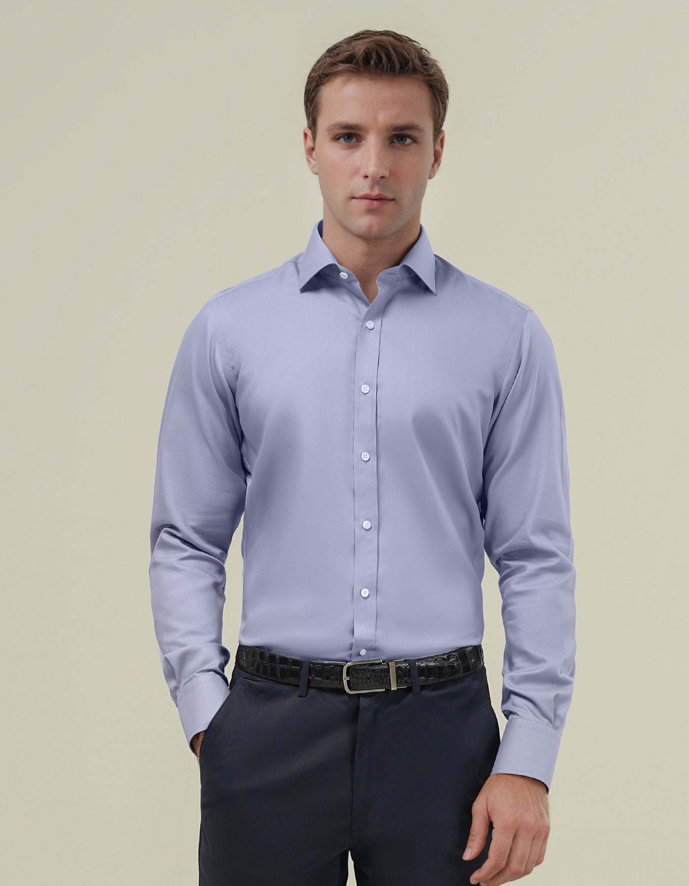Easy Iron Grey Cotton Dress Shirt