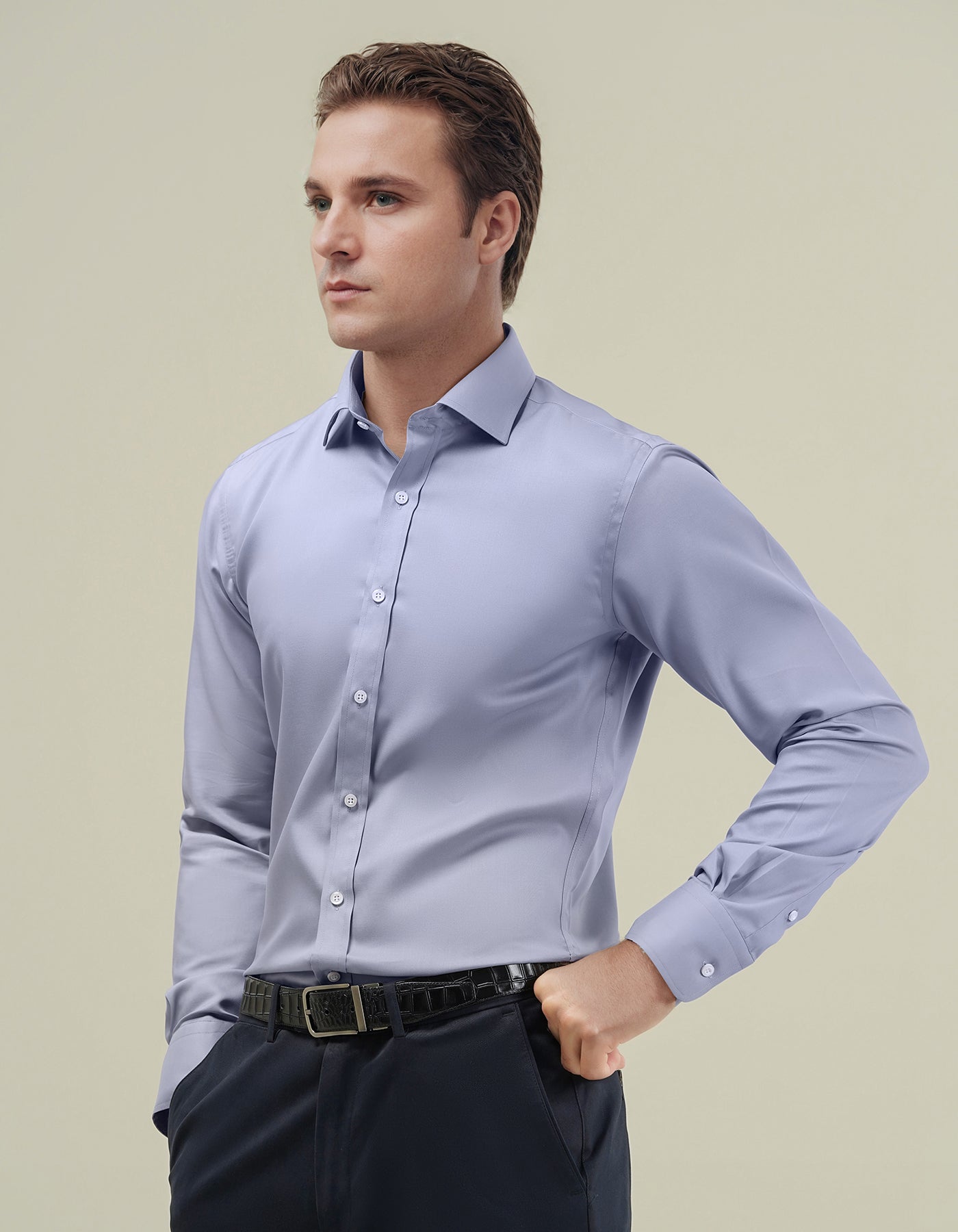 Easy Iron Grey Cotton Dress Shirt