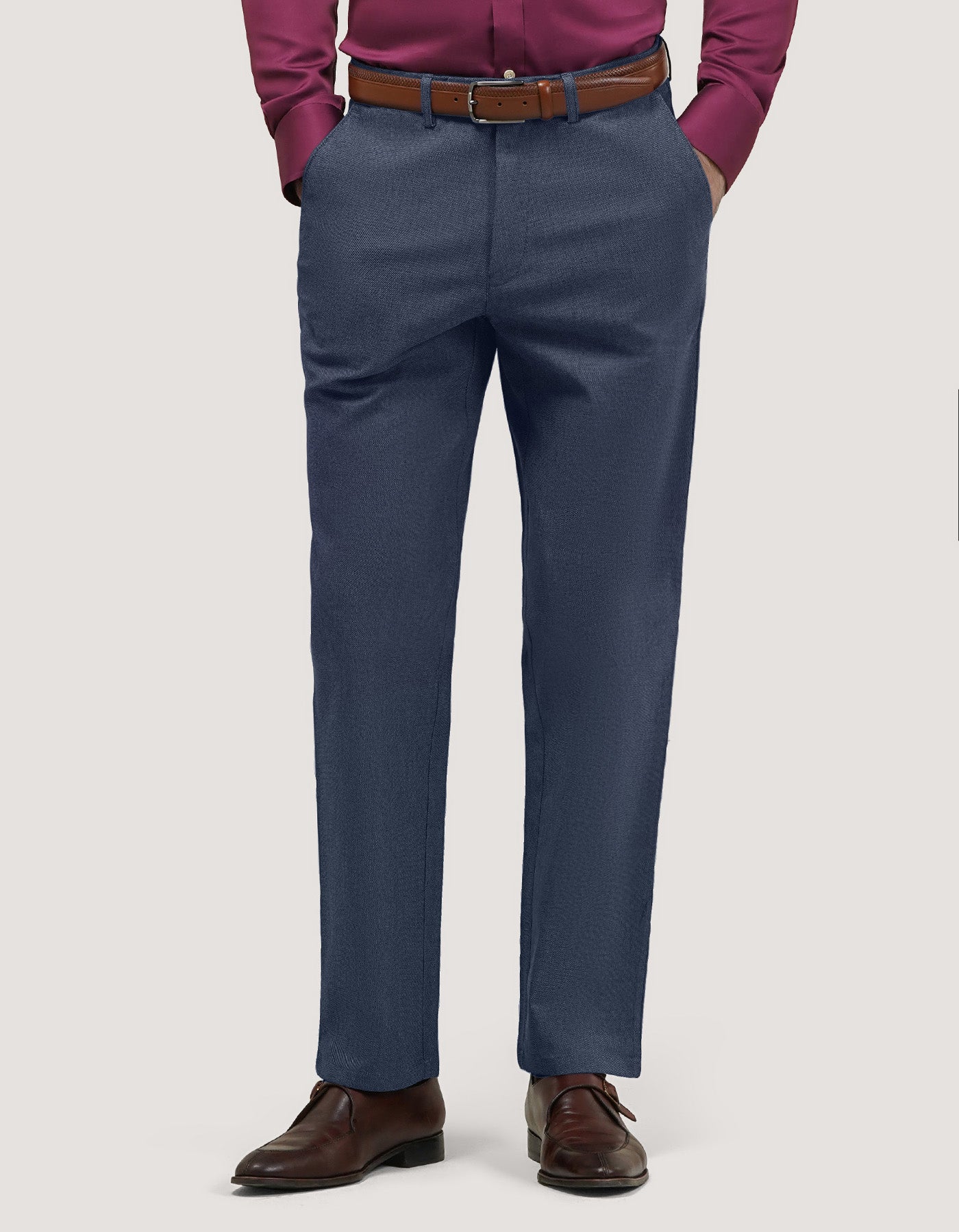 Blue Textured Chino Trouser