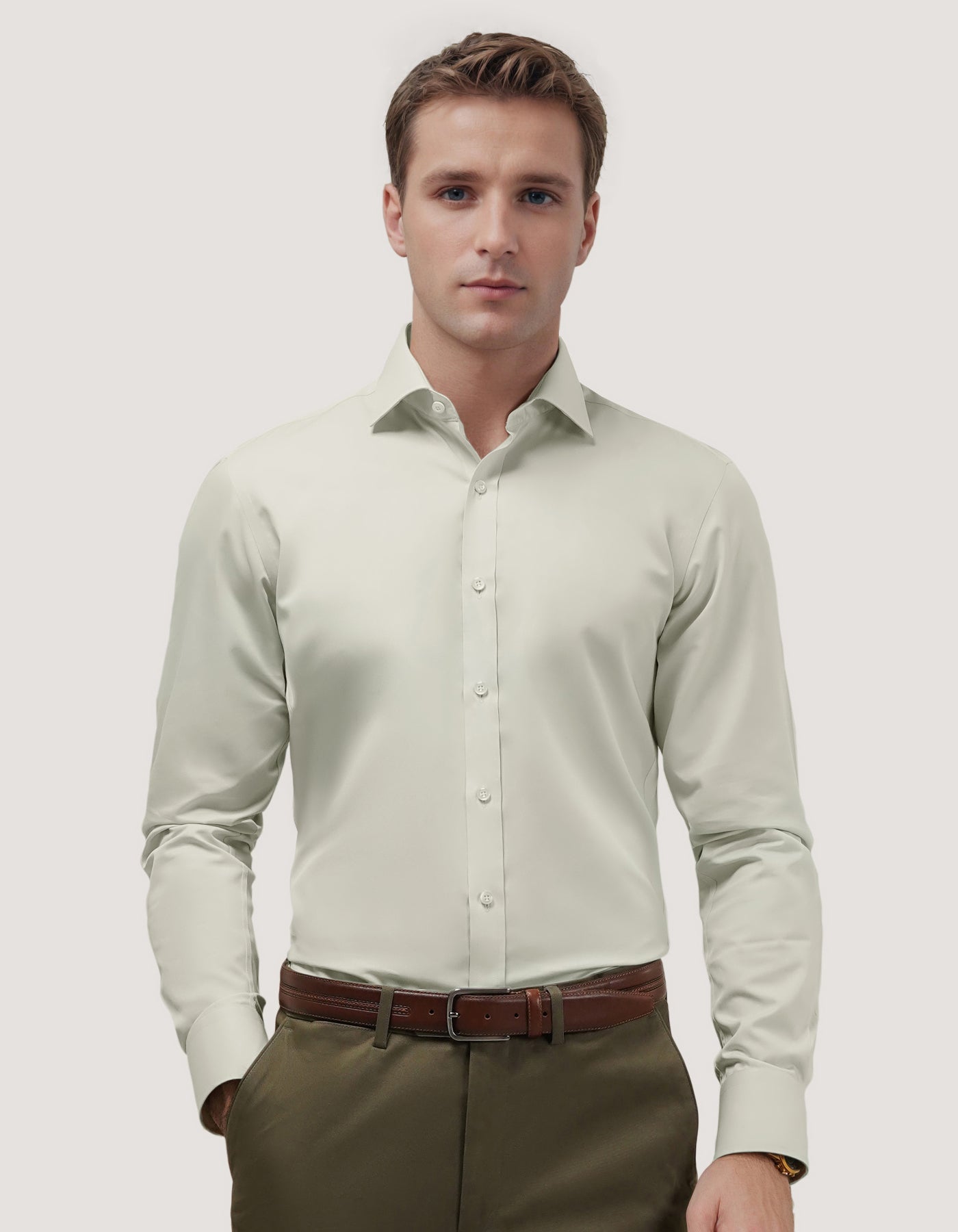 Easy Iron Beige Dress Shirt