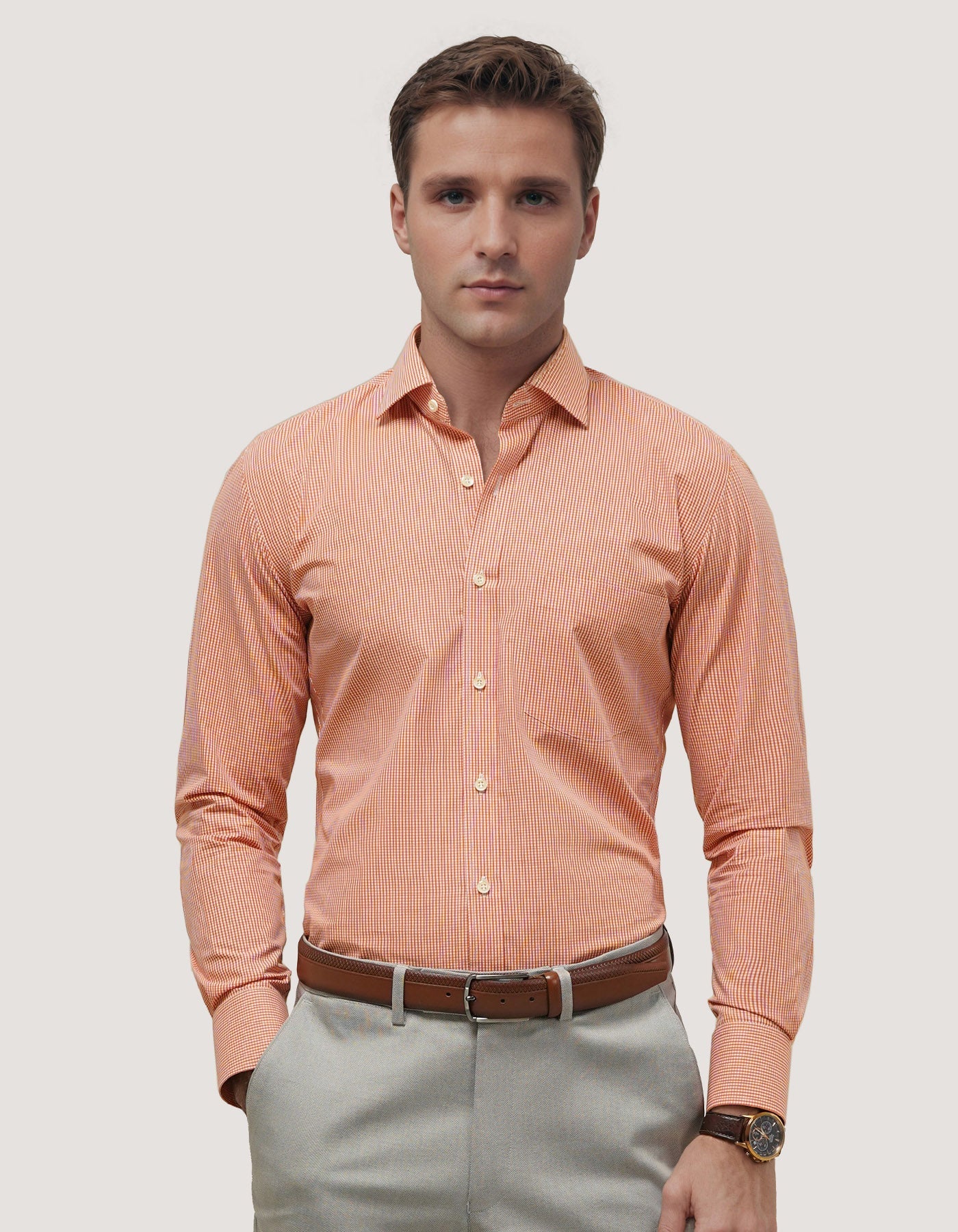 Orange Mini Check Shirt