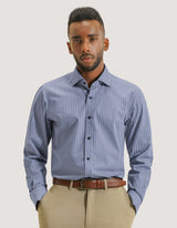 Navy Striped Grey Dress Shirt